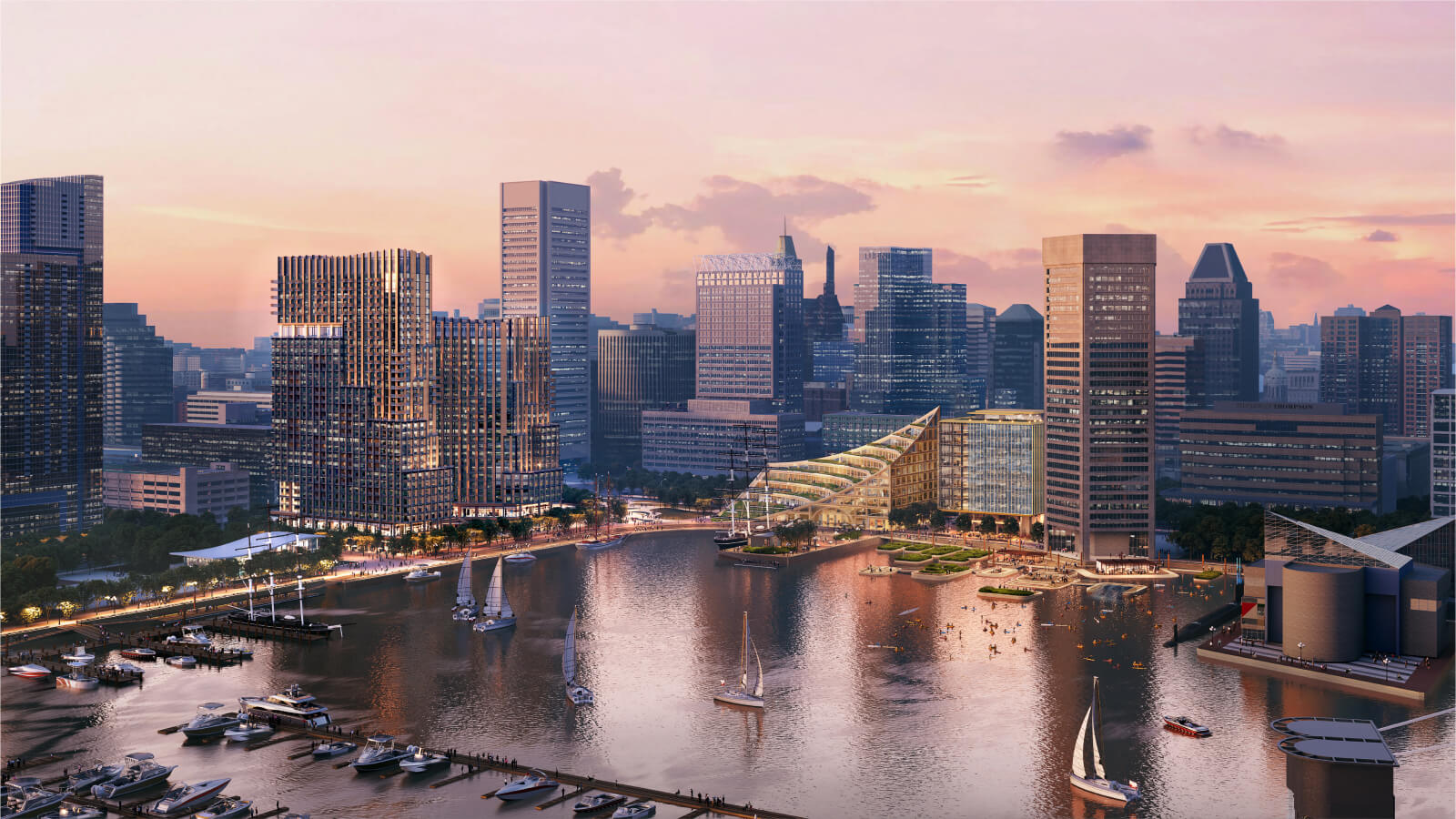 An artist's rendering of a possible future skyline for Downtown Baltimore.